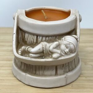 Vintage Hallmark Candle Unused 1970's Sleeping Gnome On Bucket Handle Fall